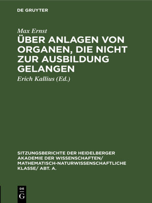 cover image of Über Anlagen von Organen, die nicht zur Ausbildung gelangen
